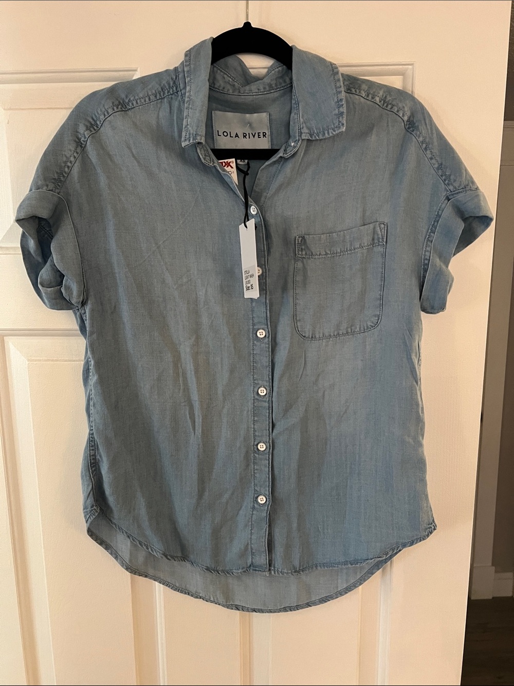 NWT! Lola River Stella Light Wash Chambray Button Shirt - Pale Blue